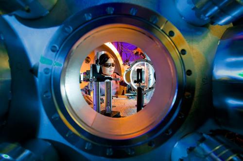  Lawrence Livermore physicist Hui Chen sets up targets for an experiment using petawatt laser technology at the Jupiter Laser Facility.