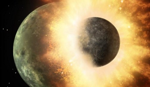 New scientific evidence from the Apollo missions could prove that a planet the size of Mars called Theia once collided with Earth and created our moon. Credit: NASA