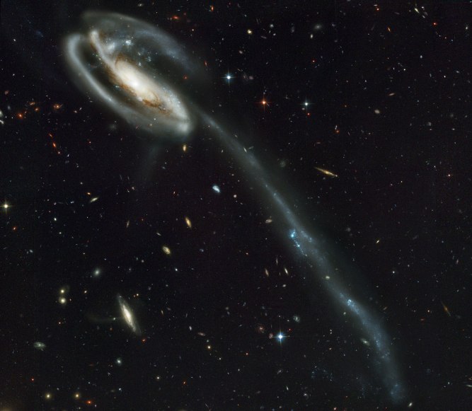 This picture of the galaxy UGC 10214 was taken by the Advanced Camera for Surveys (ACS), which was installed aboard the NASA/ESA Hubble Space Telescope in March during Servicing Mission 3B.