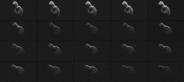NASA scientists used Earth-based radar to produce these sharp views of the HQ124 asteroid on June 8, 2014. Courtesy of NASA/JPL-Caltech/Arecibo Observatory/USRA/NSF