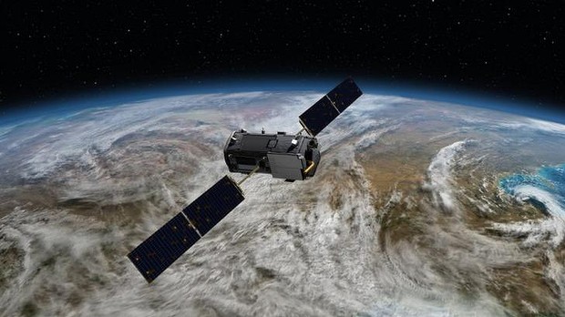 An artist's impression of how NASA's Orbiting Carbon Observatory will look in space. (Credit: NASA/JPL-Caltech)
