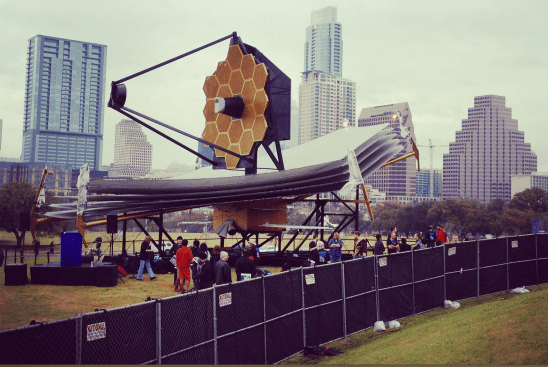 The full-scale James Webb Space Telescope model at South by Southwest in Austin. (Credit: NASA/Chris Gunn)