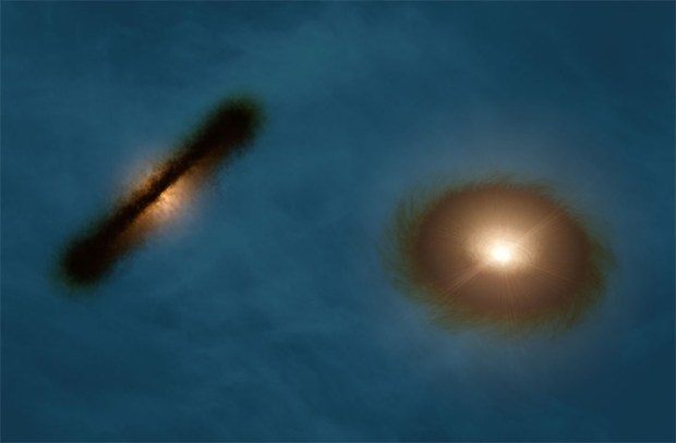 Artist’s impression of the discs around the young stars HK Tauri A and B (Credit: R. Hurt (NASA/JPL-Caltech/IPAC)