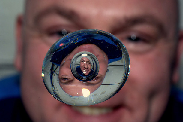 An air bubble was blown into the water droplet to create this effect. (Credit: Imgur)