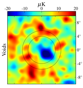 The mean imprint on the Cosmic Microwave Background of 50 supervoids. (Credit: BSA-3.0)