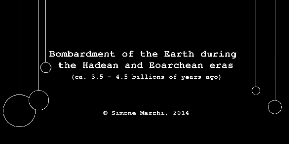 The GIF below shows the impacts the model suggests happened. They go forward in time from red to blue (4.5 billion years ago to 3.5 billion years ago). (Credit: Simone Marchi)