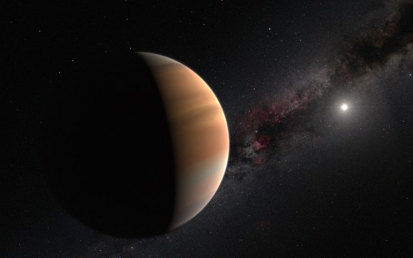 Artist’s impression of a distant exoplanet – planet beyond our solar system – orbiting its star. (Credit: IAU)