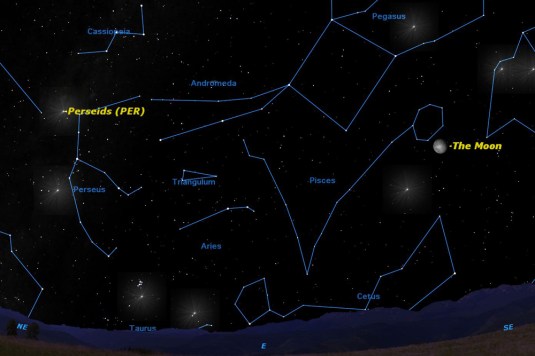 A particularly large bright Moon will interfere with viewing the Perseid meteor shower this year. (Credit: Starry Night)
