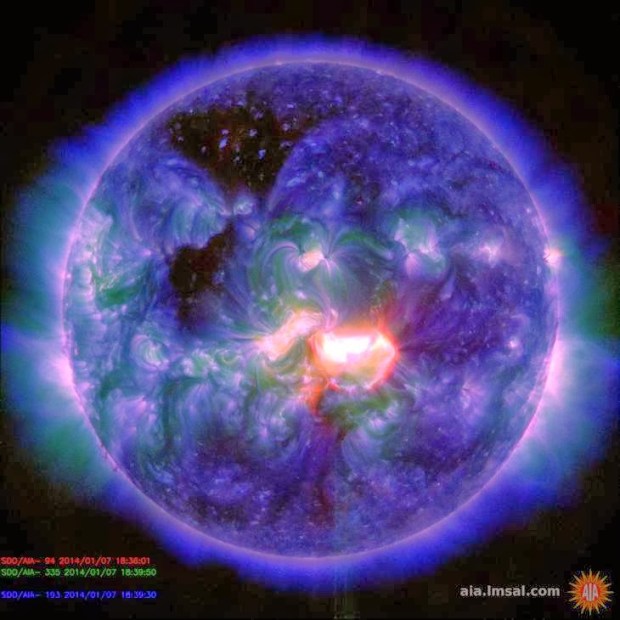 NASA has warned that a new sunspot spewing powerful X-class flares is beginning to rotate to a position directly in line with Earth. (Credit: NASA)