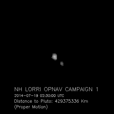  This gif of Pluto and its largest moon, Charon, was taken by NASA's New Horizons spacecraft as it raced toward Pluto in July 2014. (Credit: NASA)