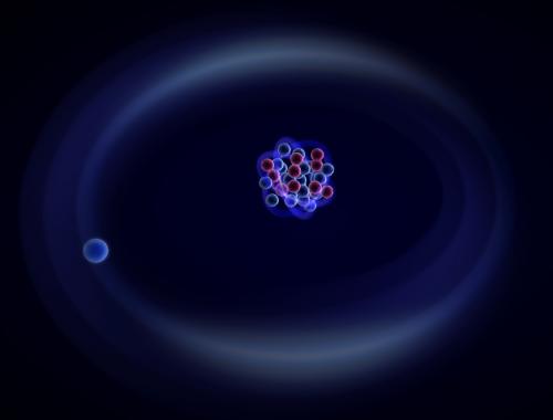 Neutron-rich magnesium nuclei have a neutron halo that extends beyond the tightly packed core of the nucleus. (Credit: Ken-ichiro Yoneda, RIKEN Nishina Center for Accelerator-Based Science)