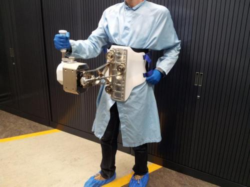 ESA's Haptics-1 body-mounted astronaut joystick will be used to investigate telerobotics for space aboard the International Space Station. (Credit: European Space Agency)