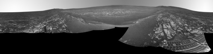 The decision to reformat Opportunity’s flash memory early next month is prompted by the multiple computer resets the rover has been experiencing. This month alone, Opportunity has had to be rebooted a dozen times, interrupting valuable time that should be taken up with carrying out science near the rim of Endeavour crater. (Credit: NASA, O'Neil)