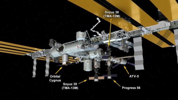 Here’s an awesome photo to start your day: The International Space Station currently has five spacecraft docked to it — the most that can be currently attached. If any of the world’s space agencies, or private companies like SpaceX were to send up another spacecraft today, they’d need to circle until another parking space becomes available. (Credit: NASA)