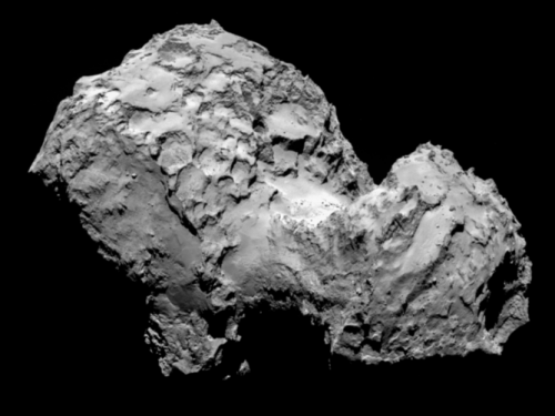 Do you see a duck?  On August 6, millions of miles away from Earth, the firing of a rocket thruster signalled the end of a decade-long journey by a European spacecraft to reach its ultimate target – the 'duck' comet. (Credit: ESA/Rosetta/MPS)