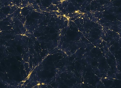 A computer model shows one scenario for how light is spread through the early universe on vast scales (more than 50 million light years across). Astronomers will soon know whether or not these kinds of computer models give an accurate portrayal of light in the real cosmos. (Credit: Andrew Pontzen/Fabio Governato)