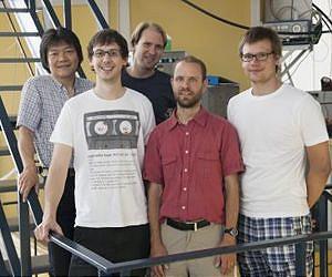 he study, carried out at the Institute Laue-Langevin (ILL) and published in Nature Communications, showed that in an interferometer a neutron's magnetic moment could be measured independently of the neutron itself, thereby marking the first experimental observation of a new quantum paradox known as the 'Cheshire Cat'. Pictured are Yuji Hasegawa, Tobias Denkmayr, Stephan Sponar, Hartmut Lemmel, and Hermann Geppert. (Credit: Vienna University of Technology.)