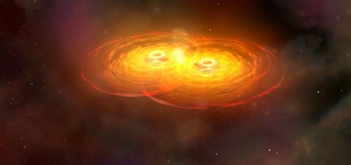 Simulation of a black hole merger. (Credit: NASA/Chandra)