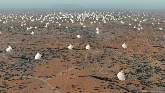 Artist impression of the Square Kilometer Array. If all goes according to plan in the next decade, we could see these small perturbations on the moon—and begin to solve some of the mysteries of space. (Credit: SKA)