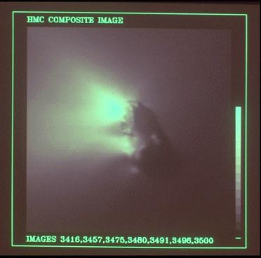 European Space Agency's Giotto probe returned 2333 images during the Comet Halley encounter of March 13-14, 1986. All were recorded before the closest approach of 596 km at 00:03:02 UTC on 14 March 1986; the last from a distance of 1180 km, 15 seconds before closest approach. (Credit: MPAE, Dr H.U. Keller. 