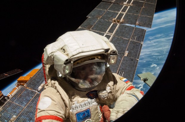 Russian cosmonaut Alexander Skvortsov, performs maintenance and retrieves science experiment packages during a spacewalk on Aug. 18. Skvortsov, along with two other astronauts return to Earth on Sept. 10. (Credit: NASA)