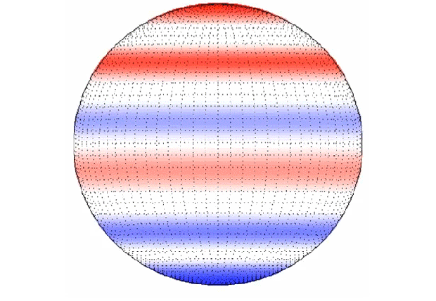 Magnetic stripes of solar material – with alternating south and north polarity – march toward the sun's equator. Such observations may change the way we think about what's driving the sun's 22-year solar cycle. (Credit:  S. McIntosh)