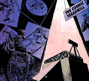 If you ever wanted to see a sci-fi plot that expertly applied advanced physical concepts so that with a bit of imagination teleporting a human was not as unbelievable as most of the teleportation scenarios we see in the movies, read this articel.  The above is a Cosmic Treadmill, as it appears in Flash #196. (Credit: Paul Winslade,  Hmmmjenia)