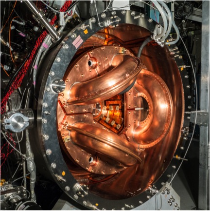 The UW’s current fusion experiment, HIT-SI3. It is about one-tenth the size of the power-producing dynomak concept. (Credit: U of Washington)