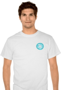 White T Shirt with Badge on Left
