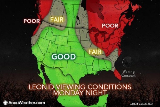 Leonids Viewing Conditions Photo courtesy of AccuWeather.com