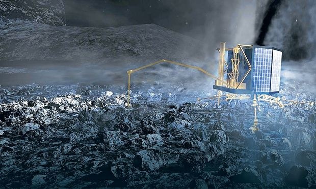  An artist’s impression of the Philae lander touching down on the comet. Photograph: Observer 