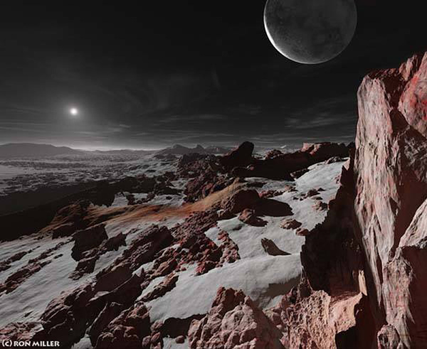 Concept of Pluto's surface. © Ron Miller, used with permission.